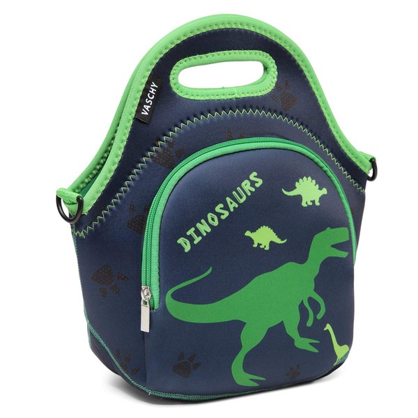 VASCHY Lunch Bag for Kids, Insulated Neoprene Lightweight Lunch Box Bag for Children Boys and Girls School Daycare Kindergarten Dinosaur