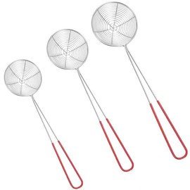 3 Pieces Stainless Steel Spider Strainer Spoon Hot Pot Strainer Spoons Boba Pearl Scoop for Hot Pot、Tortellini、Meatball and Pearl Milk Tea-Size S M L Set