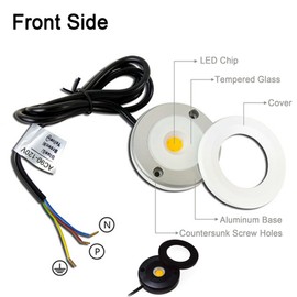 CNBRIGHTER LED Cabinet Light,Bathroom Porch Lights,3W COB Dimmable IP65 Waterproof,Surface Mounted Aluminum Ceiling Spot Lights for Display Showcase,Hallway, Closet,Warm White (Black Frame)