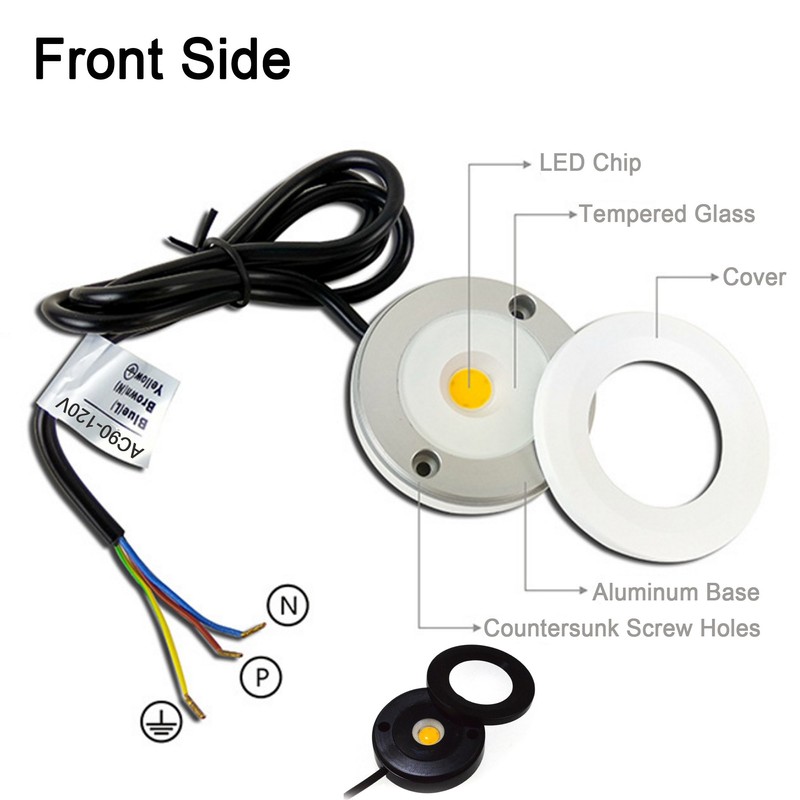 CNBRIGHTER LED Cabinet Light,Bathroom Porch Lights,3W COB Dimmable IP65 Waterproof,Surface