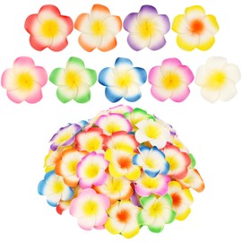 ATTGREAT Artificial Plumeria Flowers Bulk 9 Colors Small Fake Flower Heads Foam Frangipani Petals Floral Craft for Hair Wreath Leis Hat Home Wedding Hawaiian Luau Aloha Party Decoration, 65Pcs