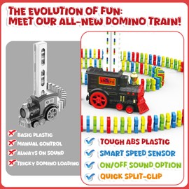 chikro Christmas Dominos Train Toys for Kids 3-5 - 120PCS Dominos Stem Montessori Toy 3 4 5 6 7 8 Year Old Boy Girl Birthday Gifts Boys Toys Age 4-6 Stocking Stuffers Presents Gift for Autistic Kid Ages 4-8