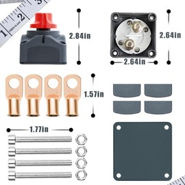 275A Battery Disconnect Switch, 12-48V Battery Shut Off Switch with Installation Accessories, Battery Cut Off Kill Switch for Car Marine RV Boat Battery Isolator Kit