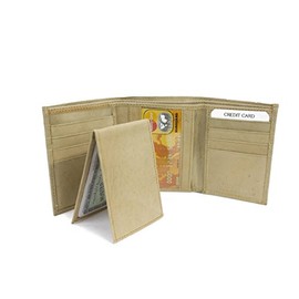 Leatherboss Men's Trifold Wallet with Pull Out Flap - Tan 3.1/4" X 3.7/8"
