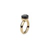 Qudo Firenze Stainless Steel Gold Coloured Ring with Smoke Stone
