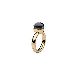 Qudo Firenze Stainless Steel Gold Coloured Ring with Smoke Stone (Grey), Stainless Steel, No Gemstone