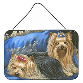 Caroline's Treasures PPP3293DS812 Yorkshire Terrier Yorkie Satin and Lace Wall or Door Hanging Prints Aluminum Metal Sign Kitchen Wall Bar Bathroom Plaque Home Decor, 8x12, Multicolor