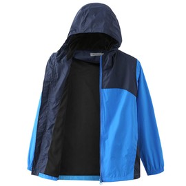 GRANDWISH Boys Waterproof Rain Jacket, Lightweight Active Hooded Raincoat, Blue XL-14