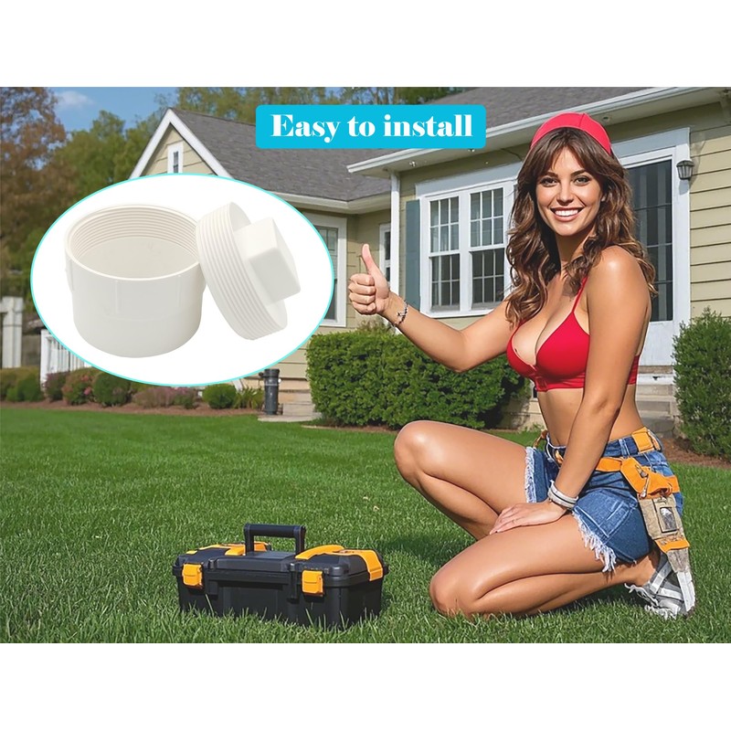 Sewer Cleanout Cap with Plug Pipe Fitting, 4 Inch PVC