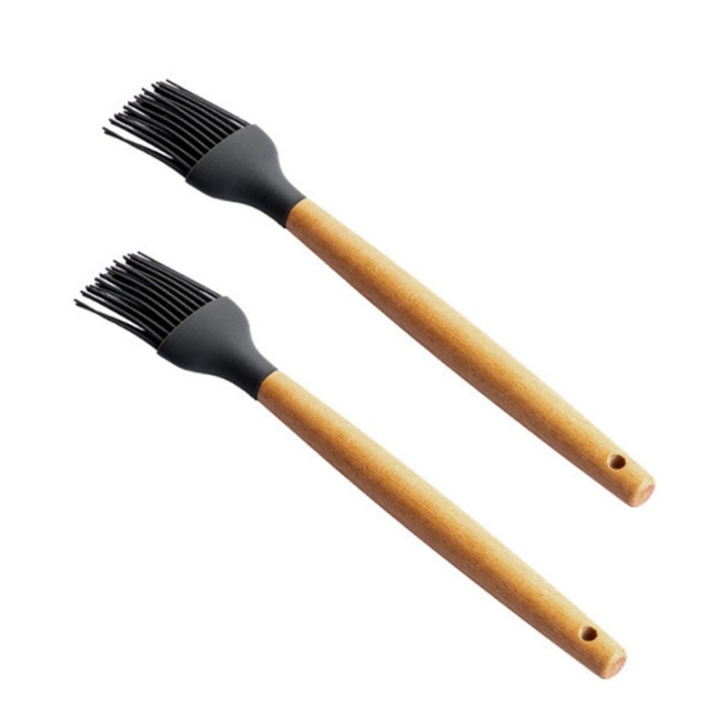 Mipcase 2sets Pastry Brush with Wooden Handle High Temperature Resistant