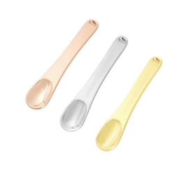 3 Pcs Metal Makeup Spatula Spoon, Reusable Mini Cosmetic Beauty Scoop for Facial Cream, Lotions, Moisturizers, Face Mask (Gold, Silver, Rose Gold)