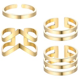 LOYALLOOK 4Pcs Stainless Steel Stackable Knuckle Midi Rings Set for Women's Vintage Rings Comfort Fit Silver/Gold/Rose Tone Finger DIY Jewelry Gifts