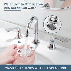 GENBONS Widespread Bathroom Faucets 3 Hole Brushed Nickel 8 Inch Faucet for Bathroom Sink Vanity RV Farmhouse Double Handles 3 Piece Faucets with Pop Up Drain