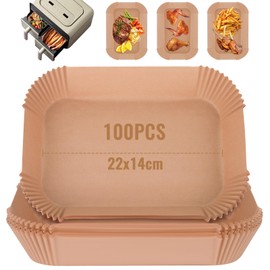 BEENNA Baking Paper for Hot Air Fryer, Rectangle 22 x 14 cm Airfryer Baking Paper for Ninja Foodi Dual Air Fryer, Non-Stick, Oil and Waterproof, Disposable Baking Paper for Dual Zone Air Fryer (Pack