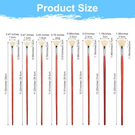 8 Pieces Fan Brush for Painting, Fan Brush Set with Bristle Natural Hair and Long Wood Handle, White Bristle Natural Hair Anti-Shedding Brushes Tips for Acrylic, Oil Watercolor Painting