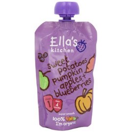 Ella's Kitchen - Stage 1 Baby Food - Sweet Potatoes, Pumpkin, Apples & Blueberries - 120g (Pack of 6)