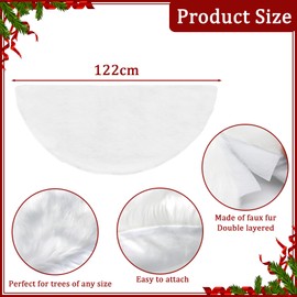 White Christmas Tree Skirt for Christmas Tree Decorations,48Inch Long Snow Plush Christmas Tree Mat,Xmas Tree Skirt Christmas Tree Base Covers for Winter Xmas New Year Party,Home Christmas Decoration