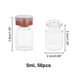 OLYCRAFT 50 Pack 5ml Vials-Transparent Glass Headspace Vials 0.17oz with Aluminum Flip Off Caps and Rubber Stoppers, 20mm Flat Bottom Lab Vial