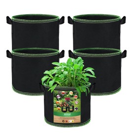 OFFCUP 5X 20L Pflanzsack aus Vliesstoff, 5 Gallonen Kartoffel Pflanztasche mit Griffe Pflanzbeutel Pflanzsäcke Stofftopf für Tomaten für Balkon Terrasse Gewächshaus Garten