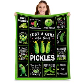 Kieetlan Pickles Blanket Gifts, Pickles Gifts for Girls, Just A Girl Who Loves Pickles, Gifts for Pickles Lovers, Pickles Party Decorations Blanket 40”x50”