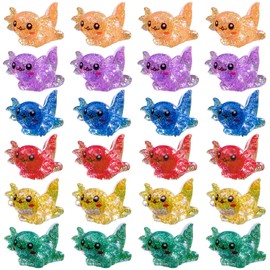 RUGBOL 24 Pcs Mini Resin Animals, Mini Resin Small Animals Figurines Ornament Toy for DIY Birthday Party Home Garden Decor（6 Colors）