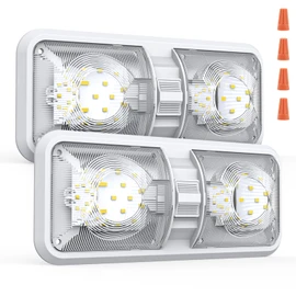 RV Lights Interior, 12 Volt Led Lights 1000LM, Camper Lights 8W, RV Led Lights Interior Fixtures 12V, RV Ceiling Dome Light with Switch for RV/Camper/Trailer/Boat/Car (Natural White, 2Pack).