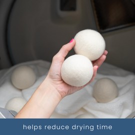 S&T INC. XL New Zealand Wool Dryer Balls, Fabric Softener for Laundry, Natural White, 2.9 in, 6 Pack