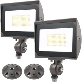 ECCFUTLL 80W Outdoor LED Flood Light with 1/2" Knuckle Mount (Plate Included), 5000K Daylight 9600LM 120V, UL Waterproof LED Security Flood Lighting