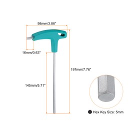 sourcing map 2pcs T-Handle Hex Key Wrench 5mm Metric CR-V T-Key Inner Hexagon Wrenches Spanner Repair Tool for Automotive Household Maintenance, Blue