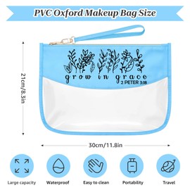 Christian Scripture Gifts for Women Blue Makeup Bag Bible Verse Inspirational Christian Quote Gifts Religious Christmas Decorations Cosmetic Travel Bag Organizer