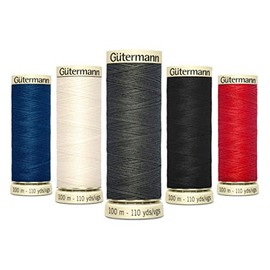 Gutermann Sew All Polyester Threads Pack of 5 Colour Shades 100m Each for Machine & Hand Sewing (Essential Bundle)