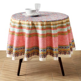 Maison d' Hermine Premium Table Cloth Round Table 100% Combed Cotton 70" Diameter Inches Tablecloth Reusable Decorative for Dining Room, Farmhouse, Home, Party, Festive & Wedding - Lauris