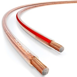 deleyCON 25 m Speaker Cable 2 x 0.75 mm² Copper-Coated Aluminium CCA Polarity Marking 2 x 24 x 0.20 mm Stranded Construction PVO/CPR Transparent