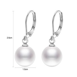 Vissen Silver Pearl Drop Dangle Earrings for Women Leverback Stainless Steel Earrings Nickel Free Jewelry ﻿