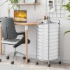 10 Compartment Transparent Multicolor Rolling Storage Cart Organizer with 4