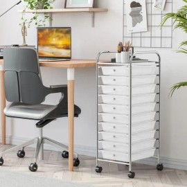 10 Compartment Transparent Multicolor Rolling Storage Cart Organizer with 4 Universal Casterscolor: Transparent1