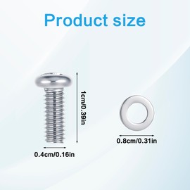 M4 x 10 mm Phillips Flat Head Screws Bolts Pack of 10 Screws with Washers TV Accessories Silver Stainless Steel Screw for TV Monitor Mount Attachment