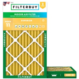 Filterbuy 20x32x2 Air Filter MERV 11 (MPR 1200) Allergen Defense Replacement (2-Pack), Electrostatic Pleated HVAC AC Furnace Filters, Made in USA (Actual Size: 20.00 x 32.00 x 1.75)