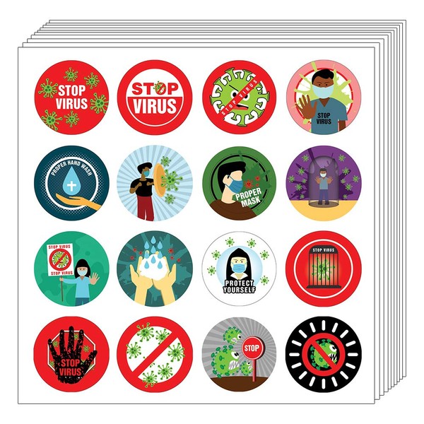 Creanoso Stop The Contagion Stickers (5-Sheet) - Stocking Stuffers Premium Quality Gift Ideas for Children, Teens, & Adults - Corporate Giveaways & Party Favors