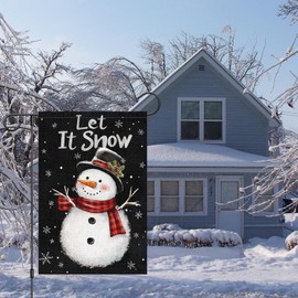 Louise Maelys Winter Snowman Garden Flag Let It Snow Double Sided 12x18 Inch Small Burlap Welcome Seasonal Holiday Yard Outdoor Outside House Decoration Sign