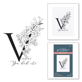 Spellbinders Floral V and Sentiment Press Plate from The Every Occasion Floral Alphabet Collection