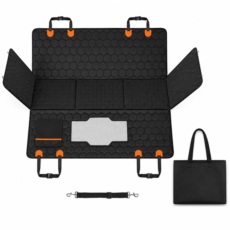 SucceBuy Dog Back Seat Extender with Hard Bottom, Mesh Window