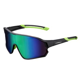 YASREKUYI Polarized Sports Sunglasses HD Glasses Neon Lens UV400 TR90 Frame Cycling Fishing Running Climbing for Women Man (Blackgreen)