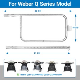 Uniflasy 65032 Grill Burner Tube for Weber Q3200, Q300, Q320, Q3000, 404341, 57060001, 586002 Gas Grills, 304 Stainless Steel Grill Replacement Burner for Weber Q Series 60036, 80385