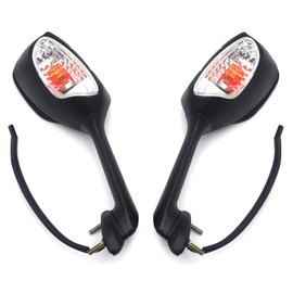 HASkulle Double Take Mirrors Motorcycle Rearview Mirror,Mirrors Accessories Side Mirrors,Adjustable Handlebar Mount Rear View Mirrors Compatible with 2006-2012 Suzuk GSX-R GSXR 600 750 1000, Black