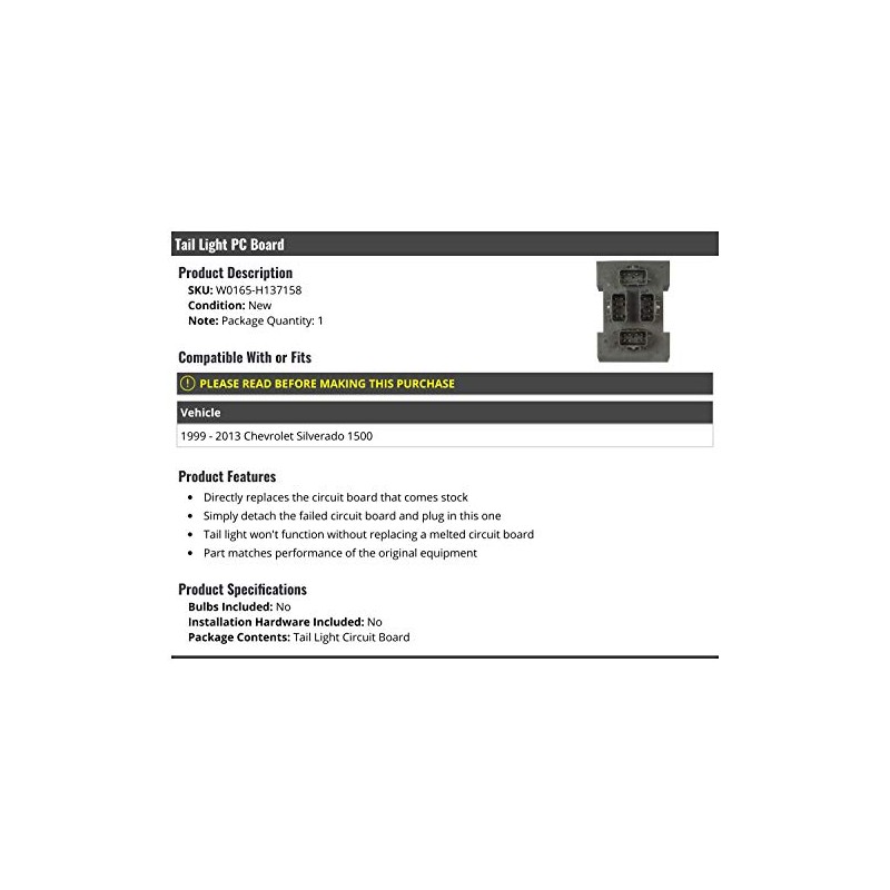 Tail Light PC Board - Compatible with 1999-2013 Chevy Silverado