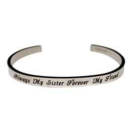 Kendasun Jewelry Always My Sister Forever My Friend Bracelet Cuff Bangle Inspirational (Silver)