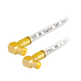 1m HB-DIGITAL HDTV reines Kupfer IEC Antennenkabel 5-Fach geschirmt max 135dB Koax 2X 90° Grad Winkel-Kompressionsstecker VERGOLDET Koaxial Kabel 1080p Full HD 3D UHD Ultra 4K Stecker Buchse weiß