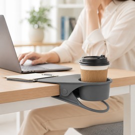 Desk Side Cup Holder Clip for Workspace Organization – ABS Plastic Drink and Small Item Rack for Office, Study and Gaming Desks