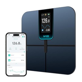 Wyze Scale Ultra — Wi-Fi Smart Weighing Scale, Huge 4.3" Screen —  Step-On Body Composition Measurements (Track Weight, BMI, Fat/Fit Goals):_Black